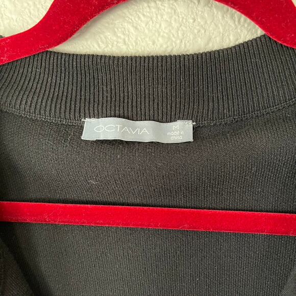 Octavia Embroidered Floral Zip Front Black Women's Long Sleeve Cardigan Jacket M - Picture 4 of 8